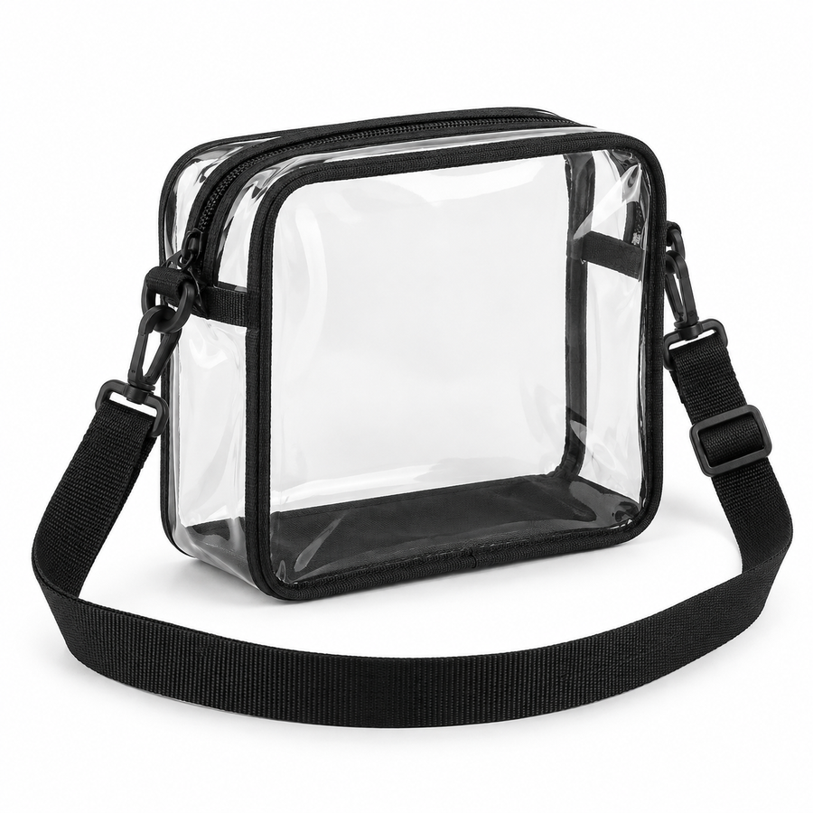 Clear Stadium Crossbody Bag with Black Trim
