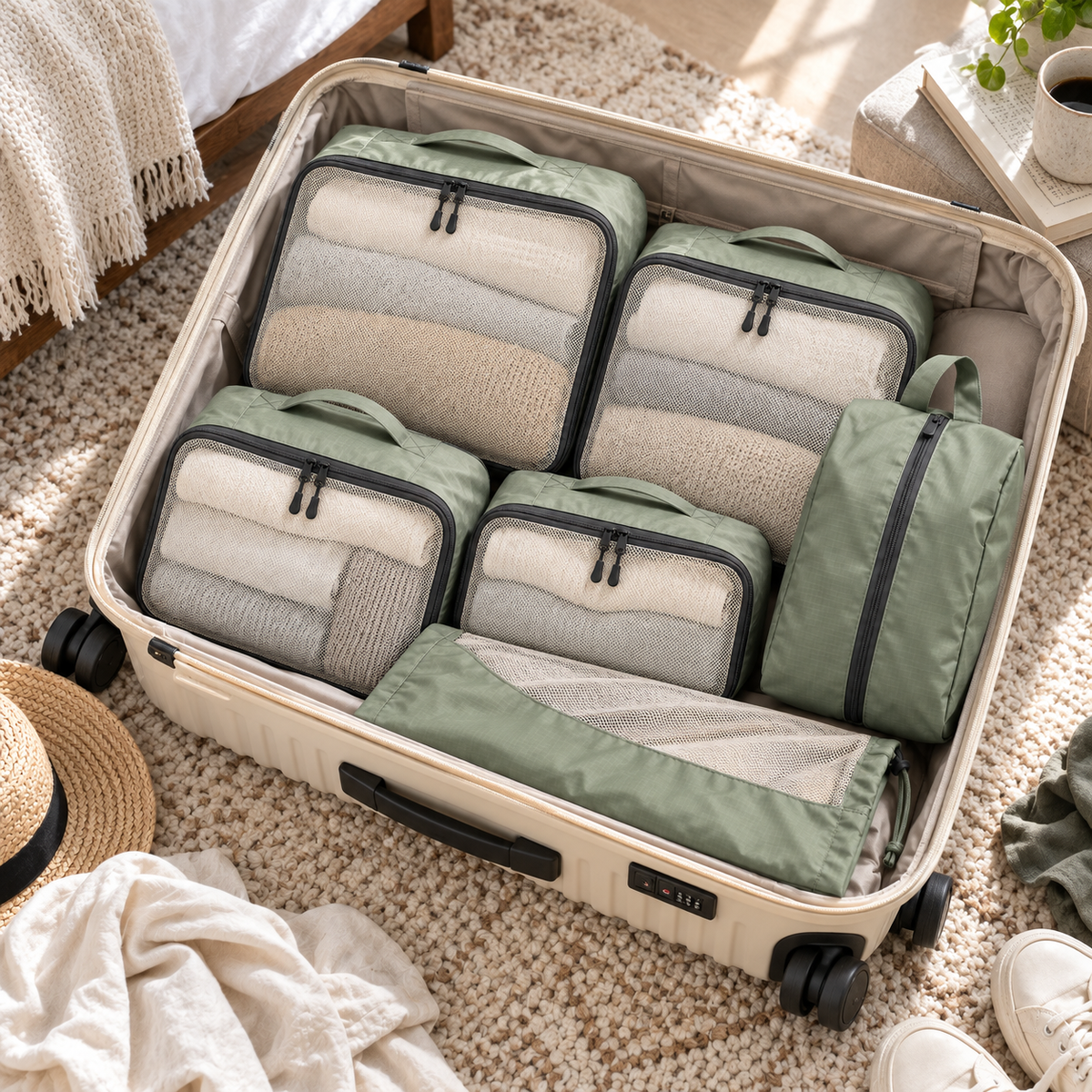 Sage 6-Piece Compression Packing Cube Set