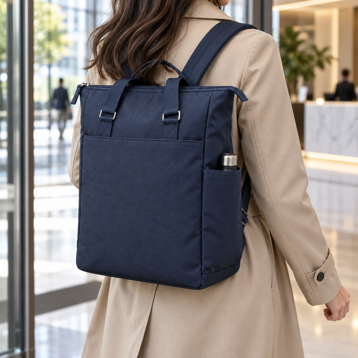 Navy Convertible Laptop Tote Backpack