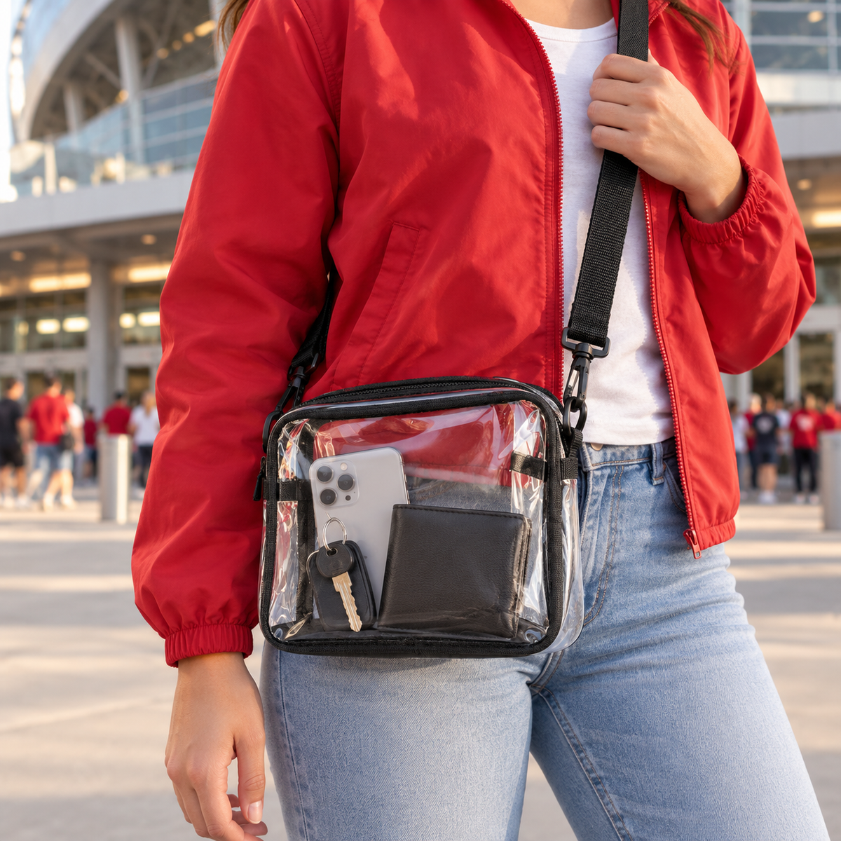 Clear Stadium Crossbody Bag with Black Trim
