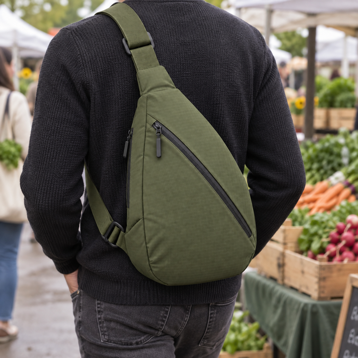 Olive Anti-Theft Sling Bag