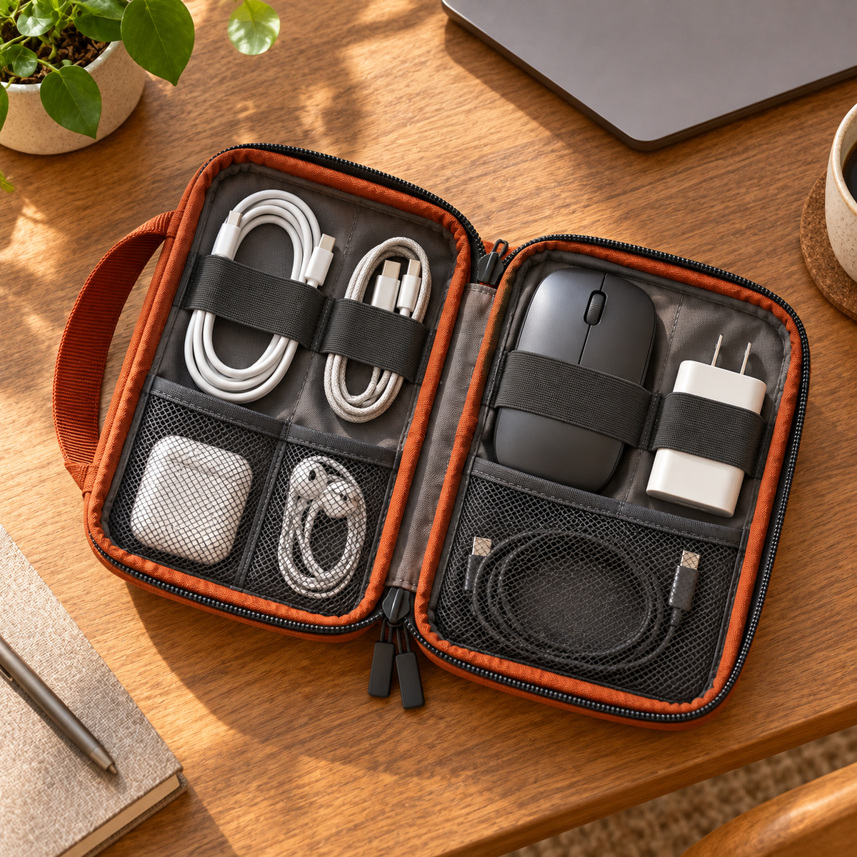 Rust Tech Organizer Pouch