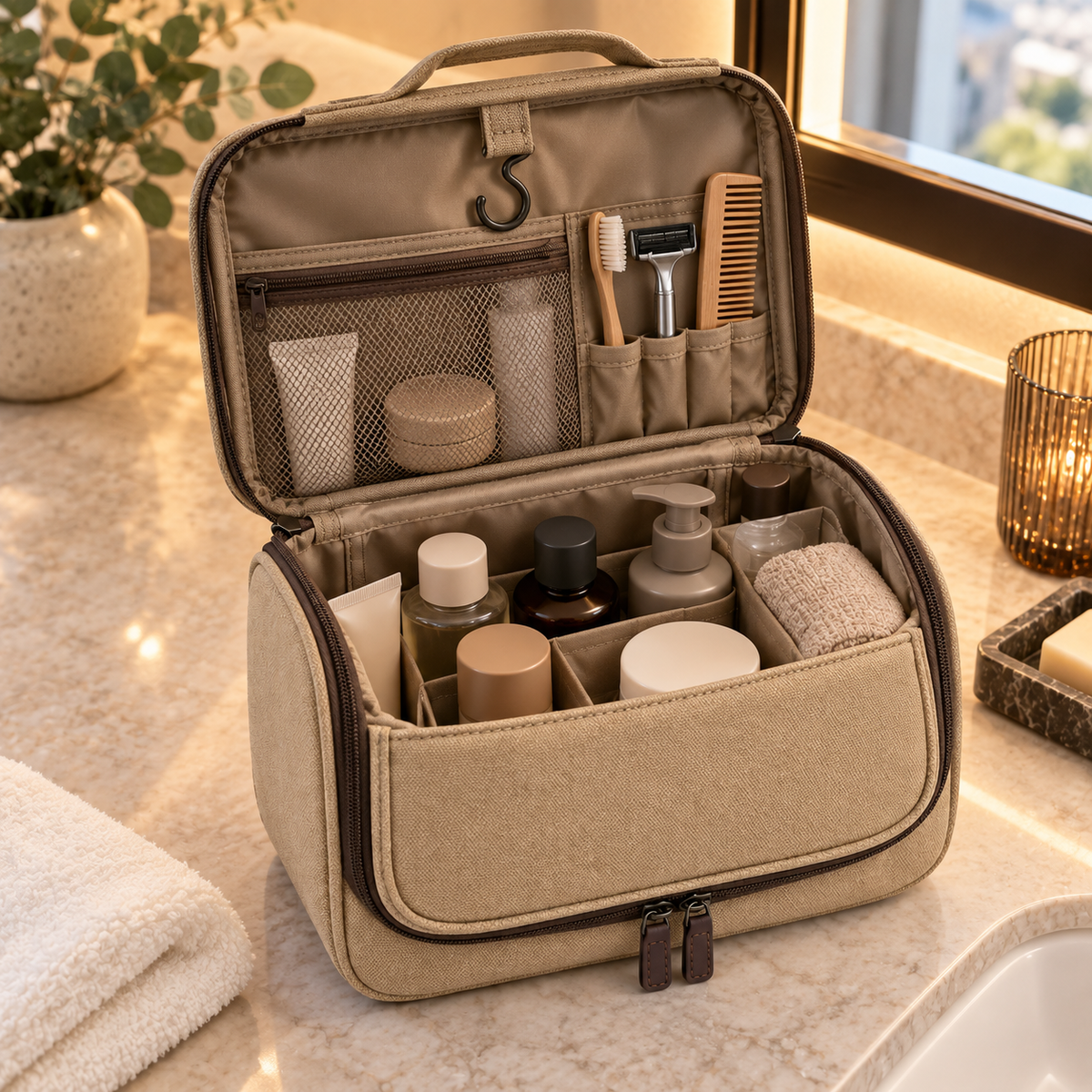 Sand Hanging Travel Toiletry Bag