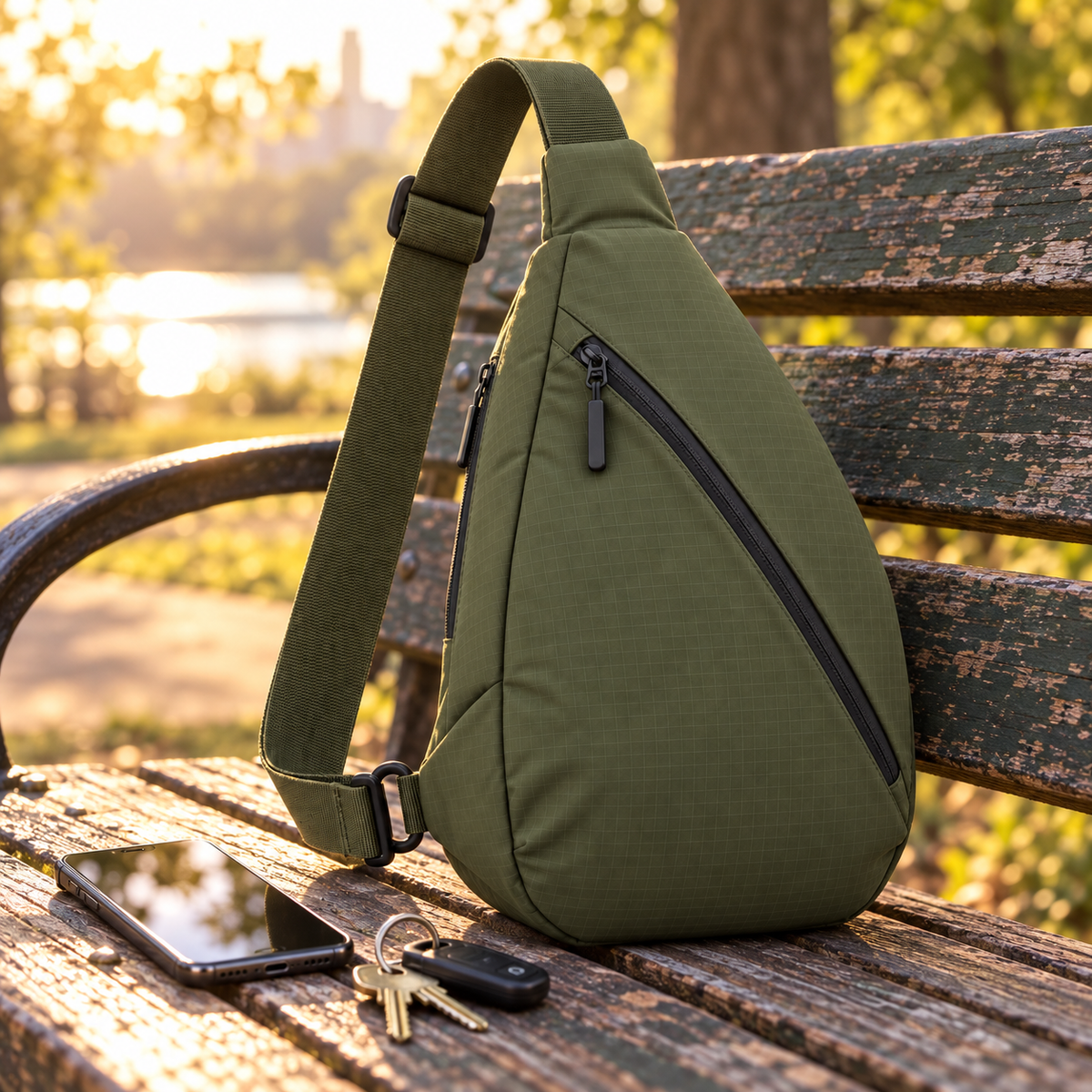 Olive Anti-Theft Sling Bag