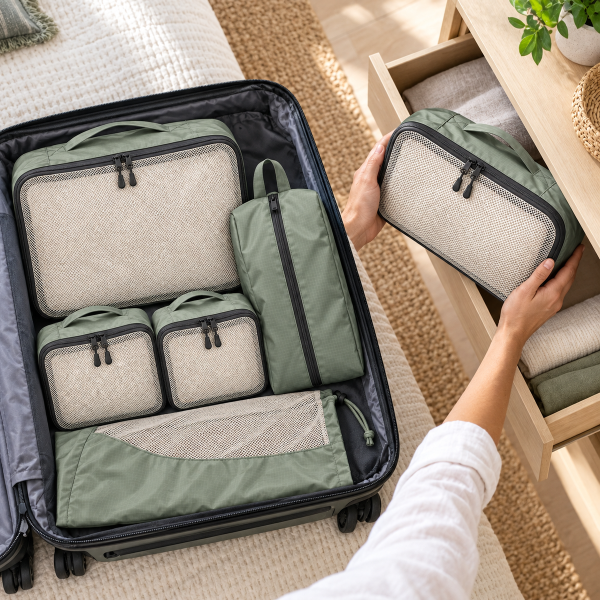 Sage 6-Piece Compression Packing Cube Set
