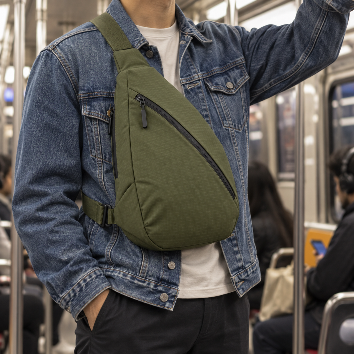 Olive Anti-Theft Sling Bag